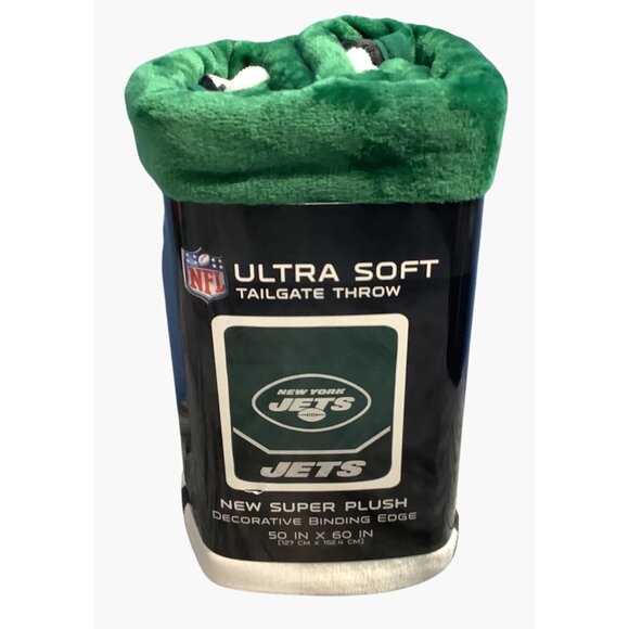 New York Jets Throw Blanket Ultra Soft Tailgate 50" X 60" NFL Fleece - Picture 2 of 5